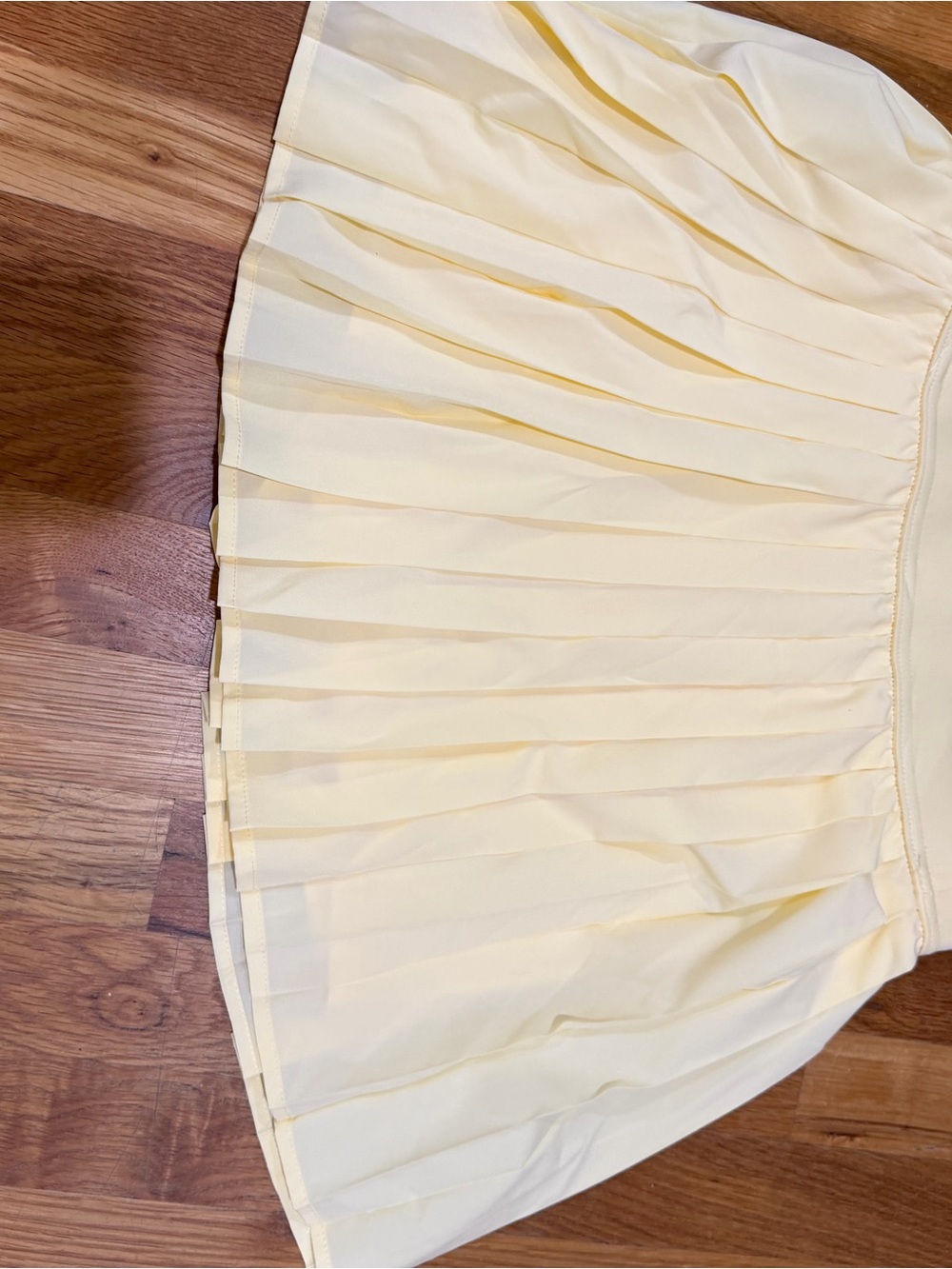No Boundaries Pale Yellow Pleated Mini Skirt